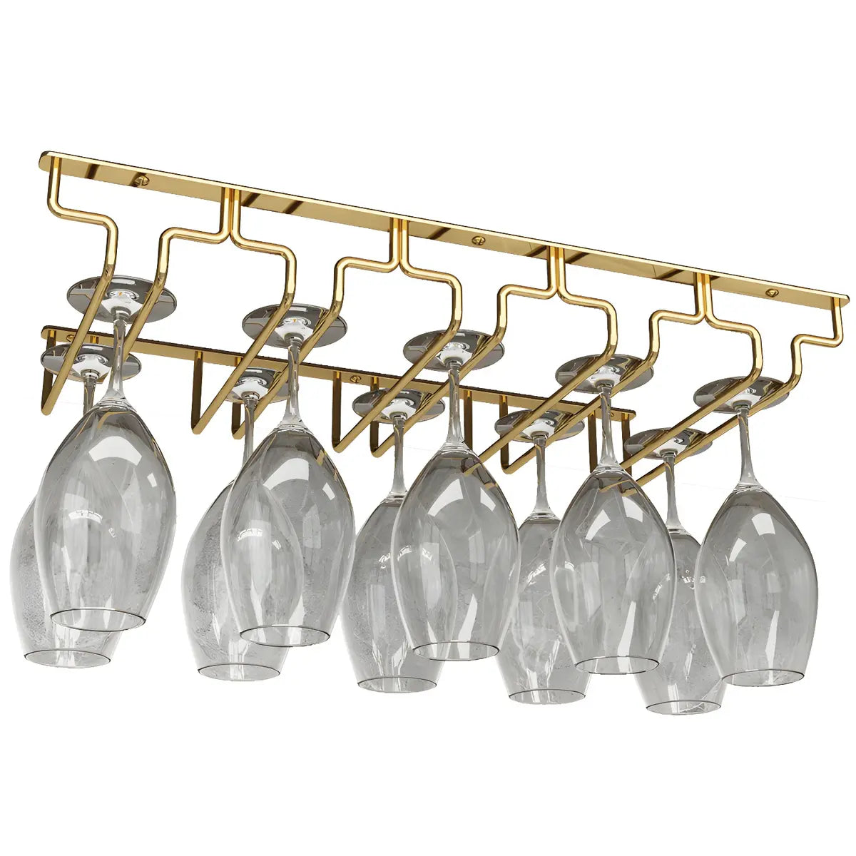 Gold Rectangular Metal Wine Glass Rack Stemware Rack Image - 20