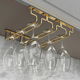 Gold Rectangular Metal Wine Glass Rack Stemware Rack Image - 3