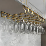 Gold Rectangular Metal Wine Glass Rack Stemware Rack Image - 30