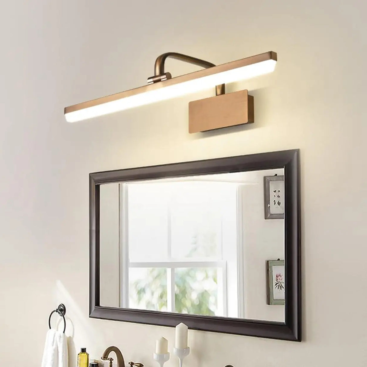 Gold Rotatable Rectangular Metal Bathroom Vanity Light Image - 1