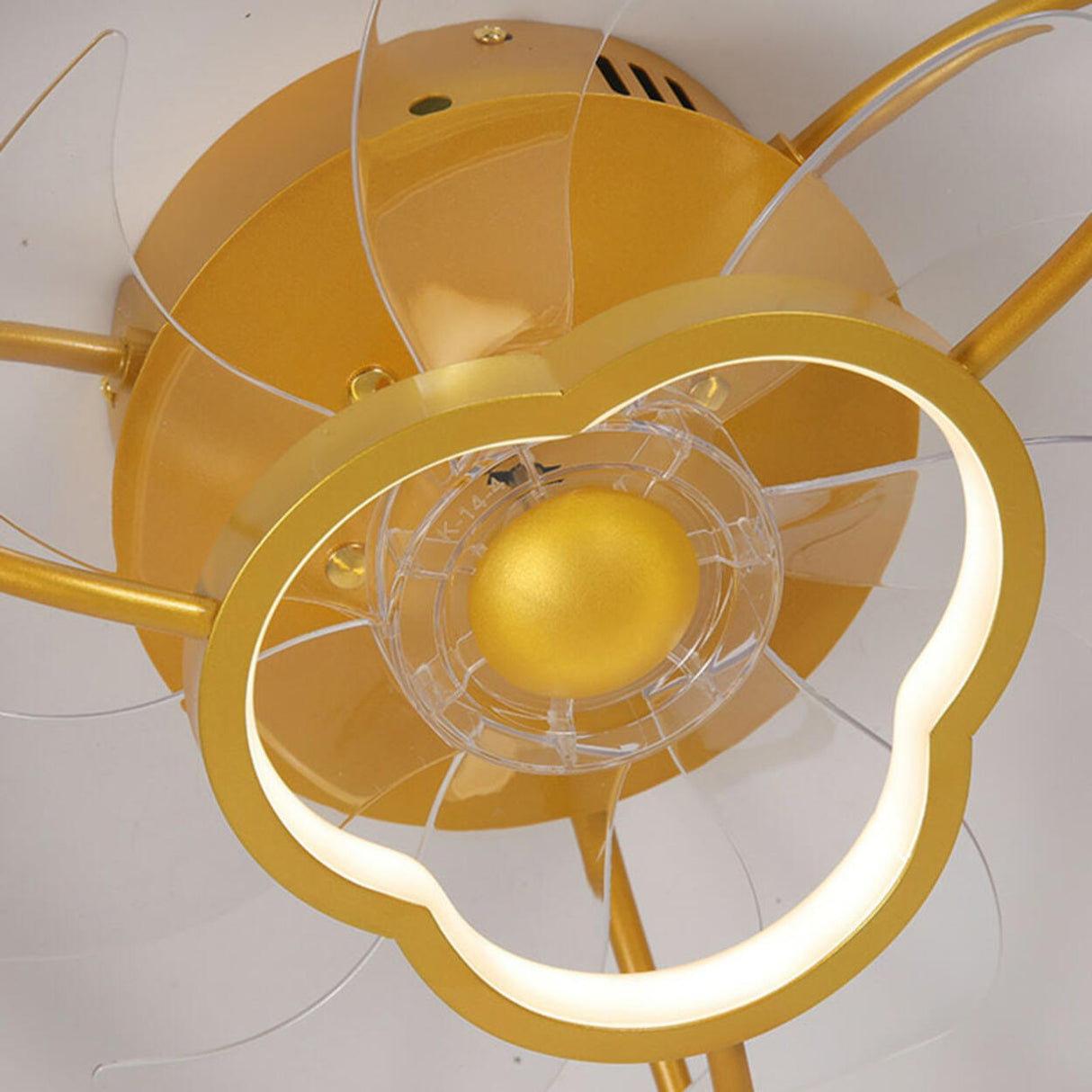 Gold Round Bedroom 7 Blade Ceiling Fan with LED Light Image - 10