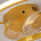 Gold Round Bedroom 7 Blade Ceiling Fan with LED Light Image - 12