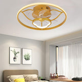 Gold Round Bedroom 7 Blade Ceiling Fan with LED Light Image - 15