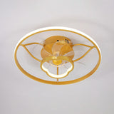 Gold Round Bedroom 7 Blade Ceiling Fan with LED Light Image - 7