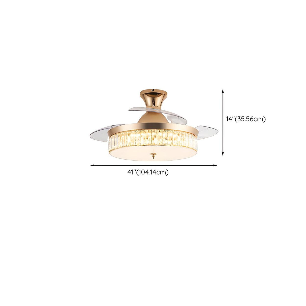 Gold Round Retractable Blade Ceiling Fan with Light Image - 14