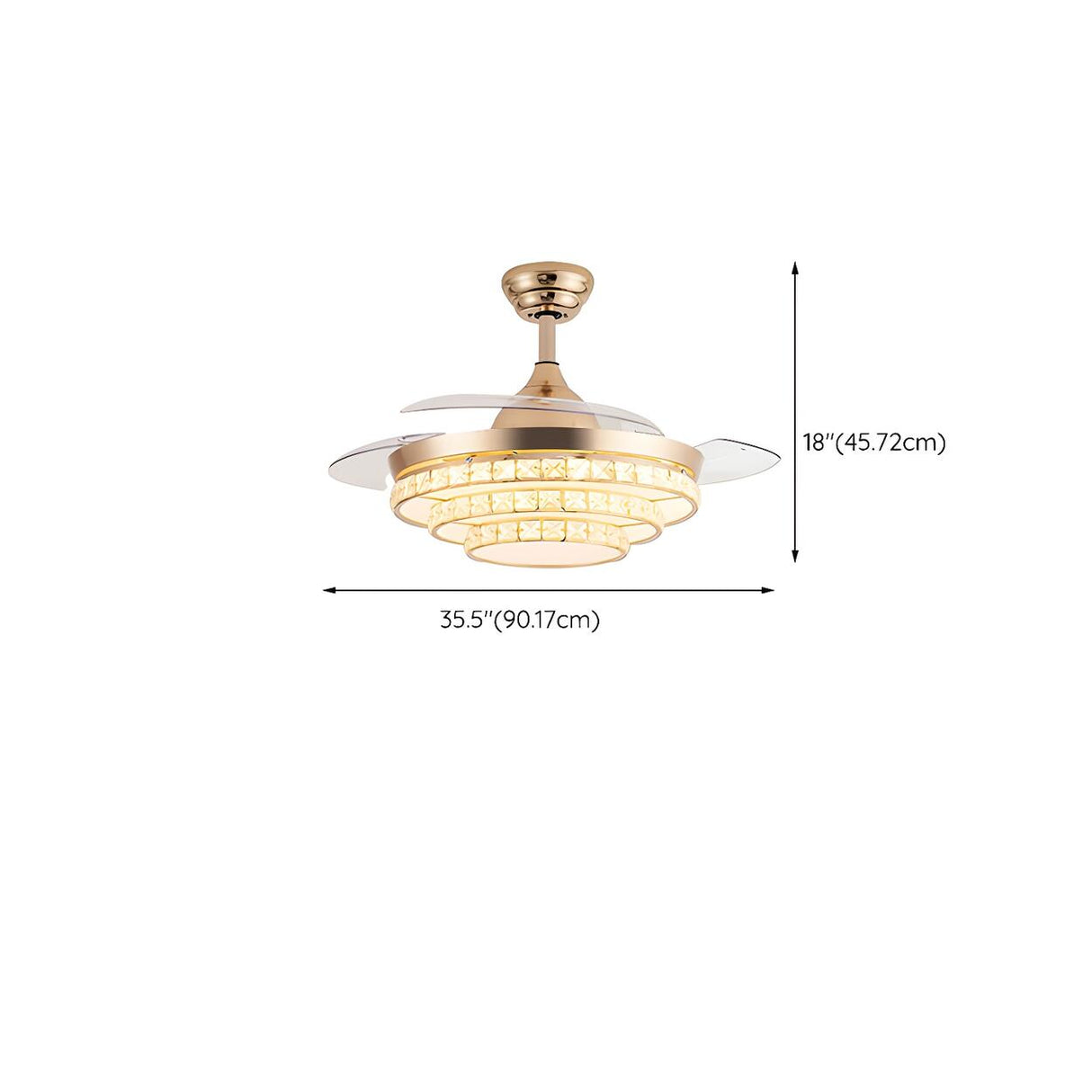 Gold Round Retractable Blade Ceiling Fan with Light Image - 22