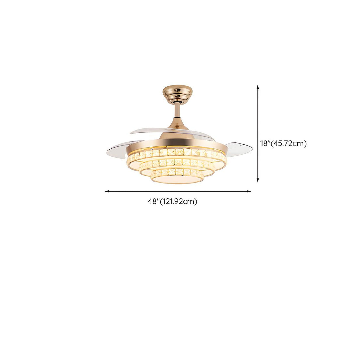 Gold Round Retractable Blade Ceiling Fan with Light Image - 24