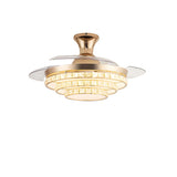 Gold Round Retractable Blade Ceiling Fan with Light Image - 3