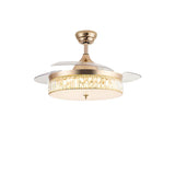 Gold Round Retractable Blade Ceiling Fan with Light Image - 5