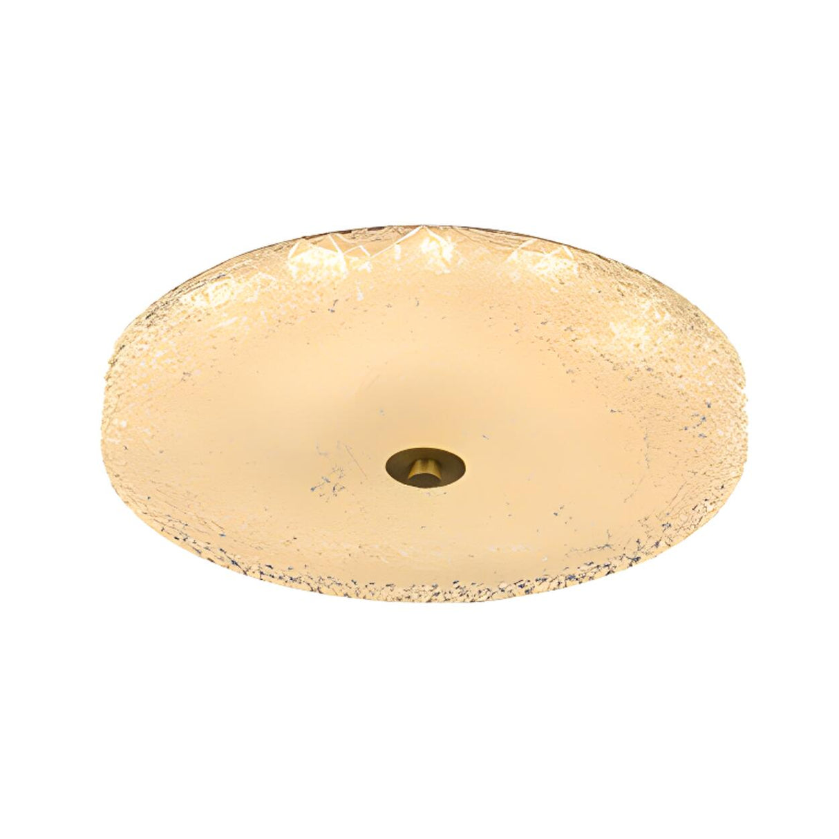 Gold Round Textured Glass LED Flush Mount Ceiling Light Image - 11