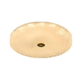 Gold Round Textured Glass LED Flush Mount Ceiling Light Image - 11