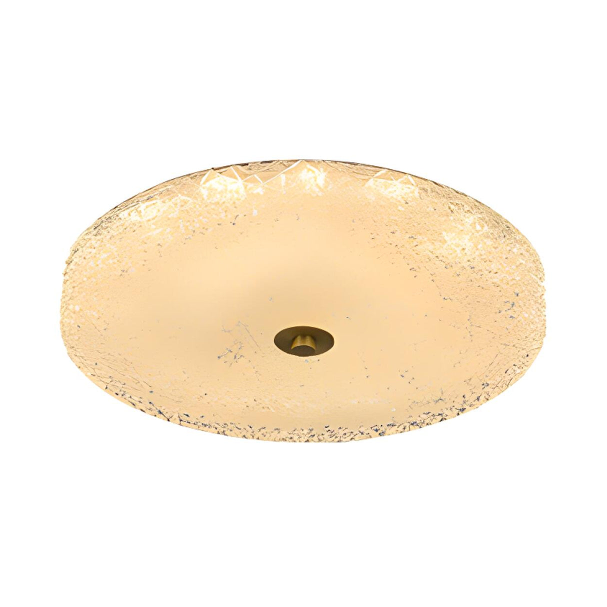 Gold Round Textured Glass LED Flush Mount Ceiling Light Image - 12