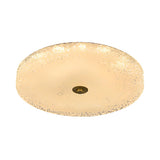 Gold Round Textured Glass LED Flush Mount Ceiling Light Image - 12