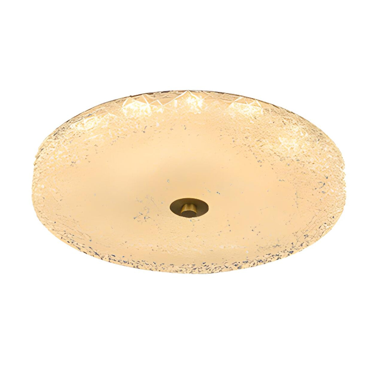 Gold Round Textured Glass LED Flush Mount Ceiling Light Image - 13