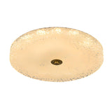 Gold Round Textured Glass LED Flush Mount Ceiling Light Image - 13