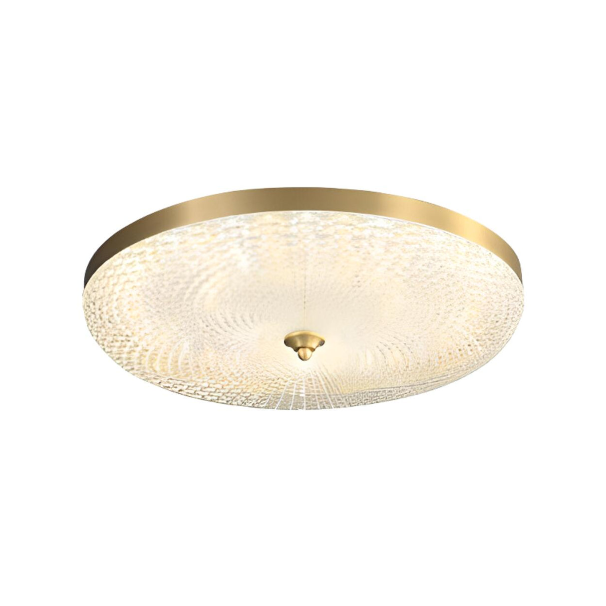 Gold Round Textured Glass LED Flush Mount Ceiling Light Image - 14