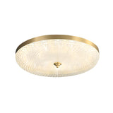 Gold Round Textured Glass LED Flush Mount Ceiling Light Image - 15