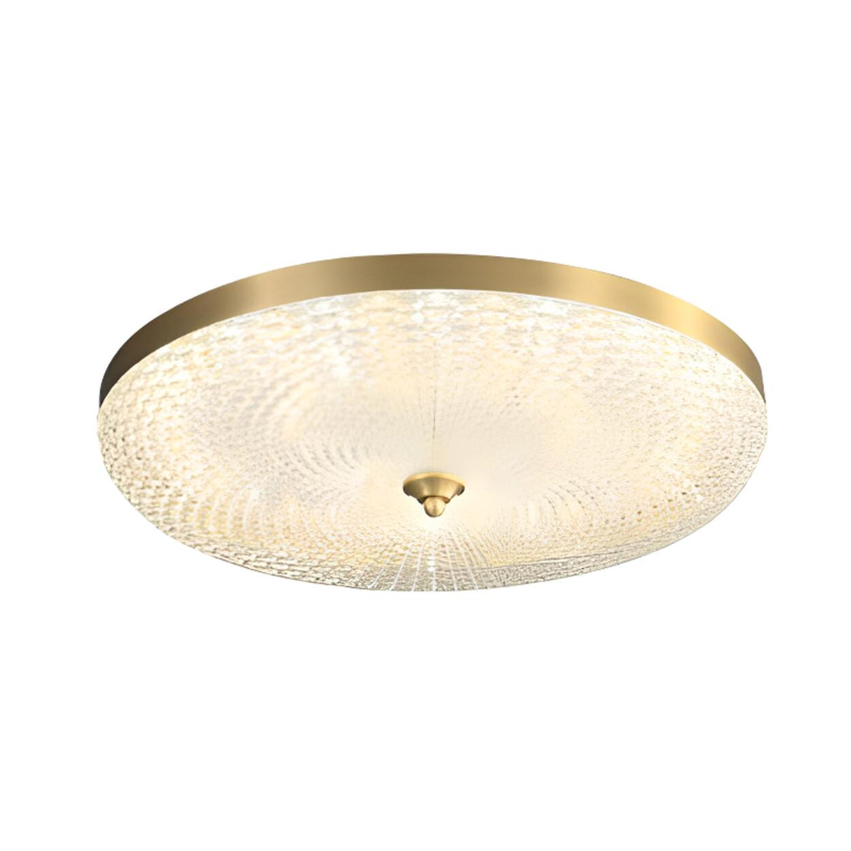 Gold Round Textured Glass LED Flush Mount Ceiling Light Image - 16