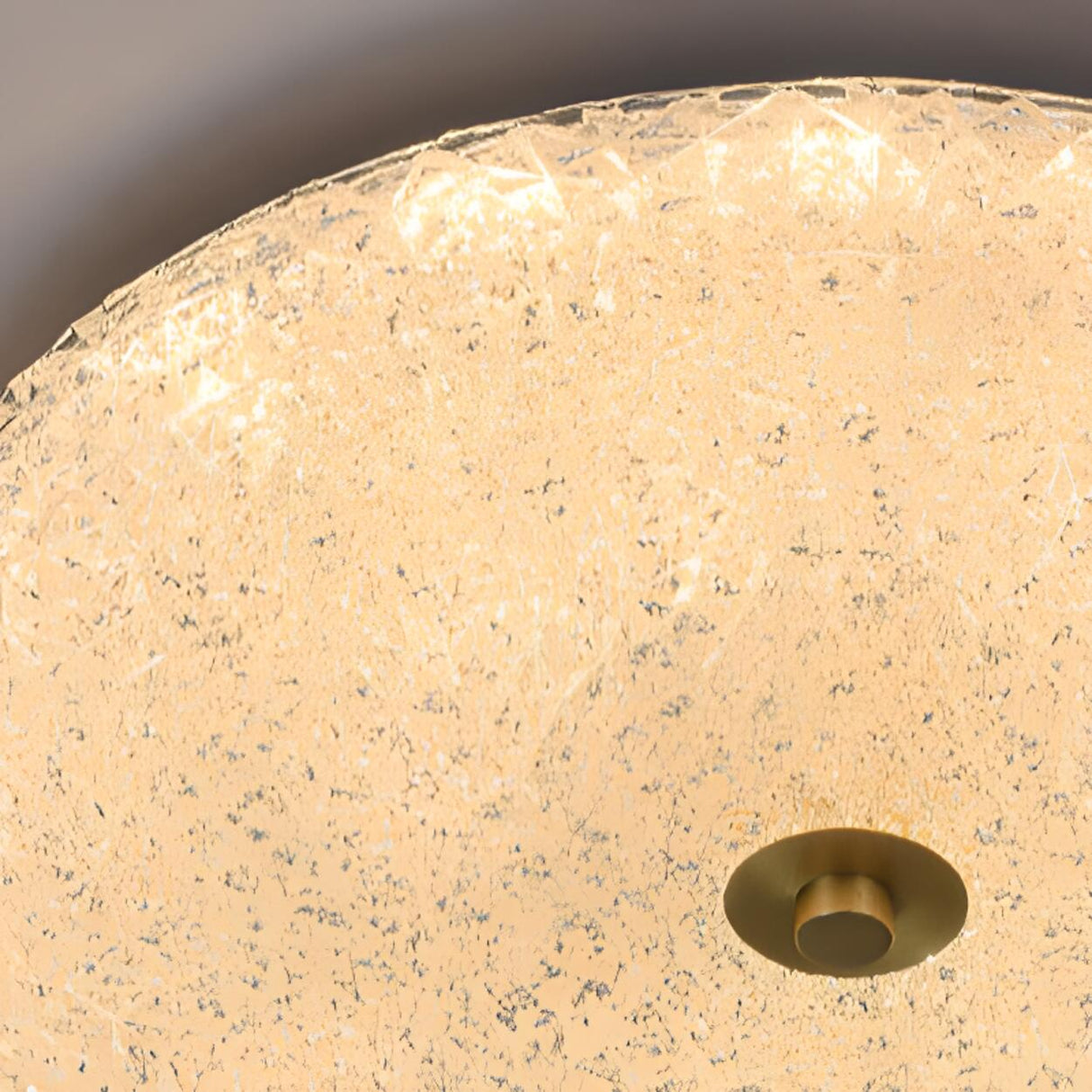 Gold Round Textured Glass LED Flush Mount Ceiling Light Image - 20