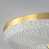 Gold Round Textured Glass LED Flush Mount Ceiling Light Image - 21