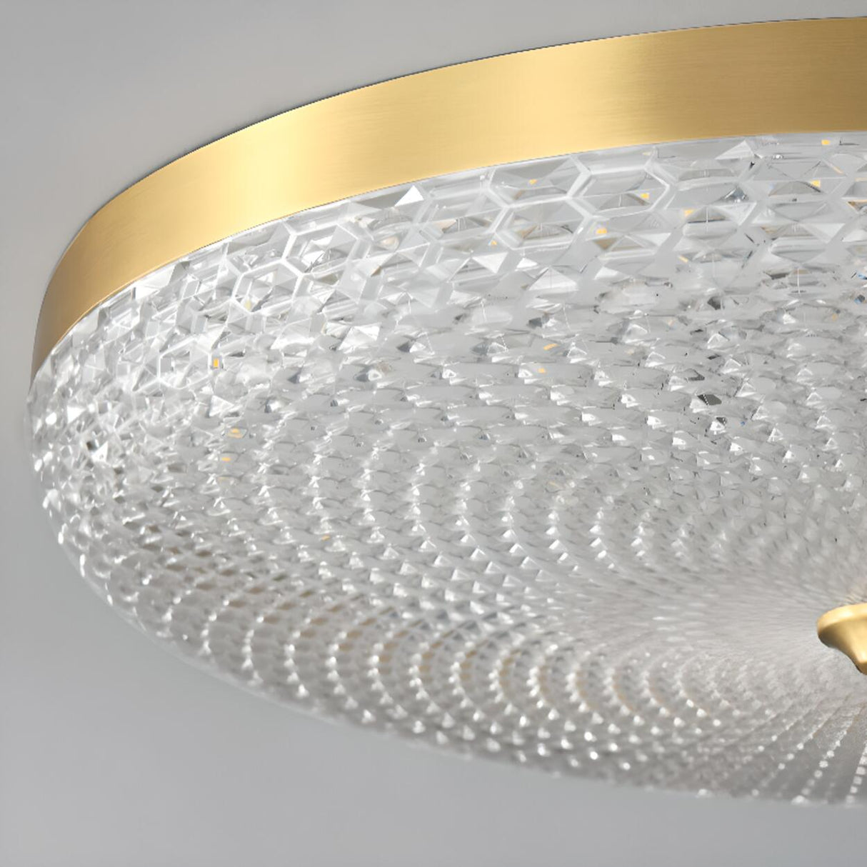 Gold Round Textured Glass LED Flush Mount Ceiling Light Image - 22