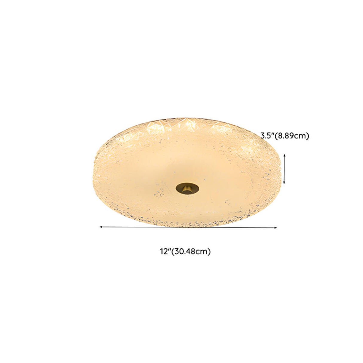 Gold Round Textured Glass LED Flush Mount Ceiling Light 