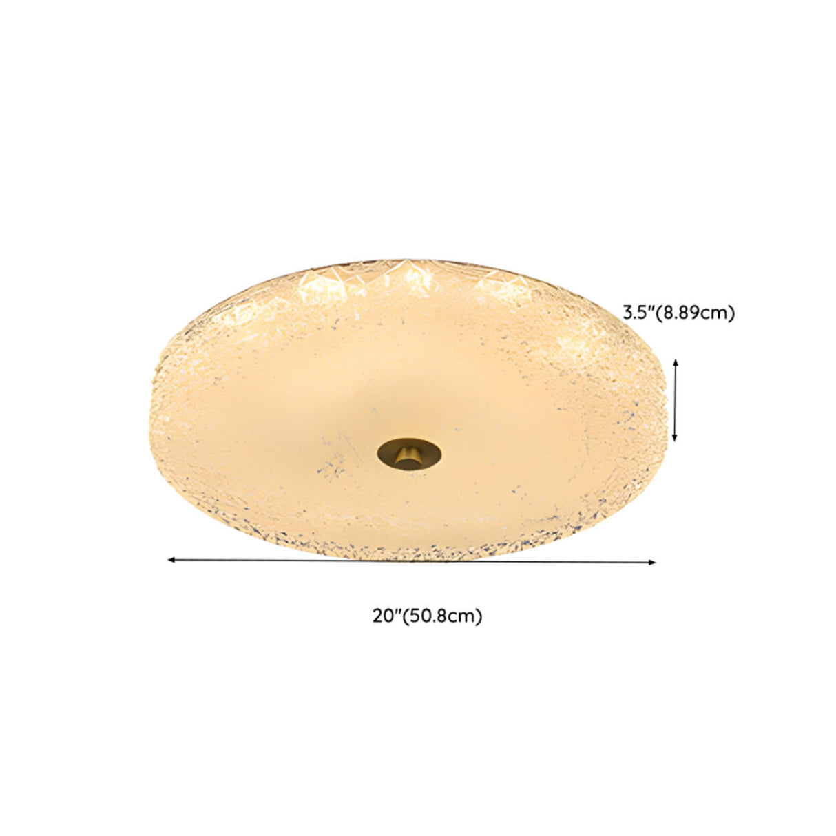 Gold Round Textured Glass LED Flush Mount Ceiling Light Image - 25