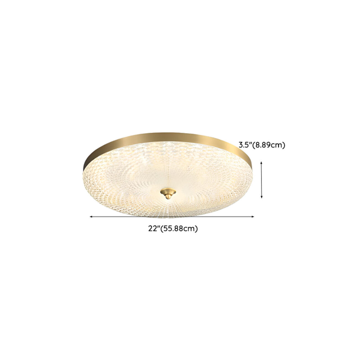 Gold Round Textured Glass LED Flush Mount Ceiling Light Image - 28