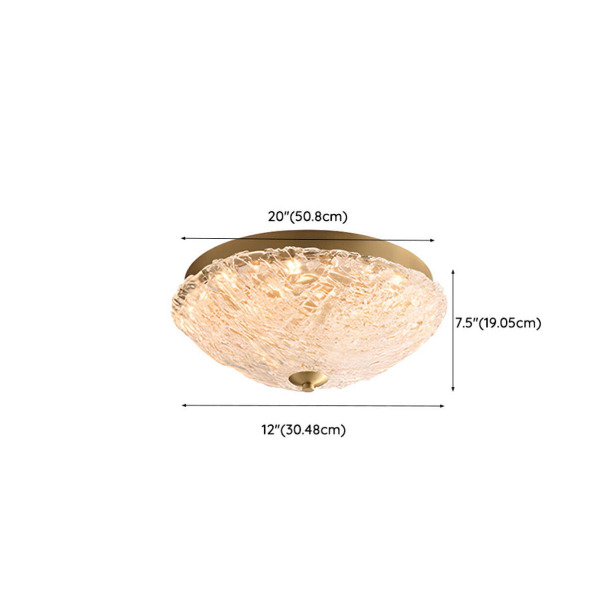 Gold Round Textured Glass LED Flush Mount Ceiling Light Image - 29