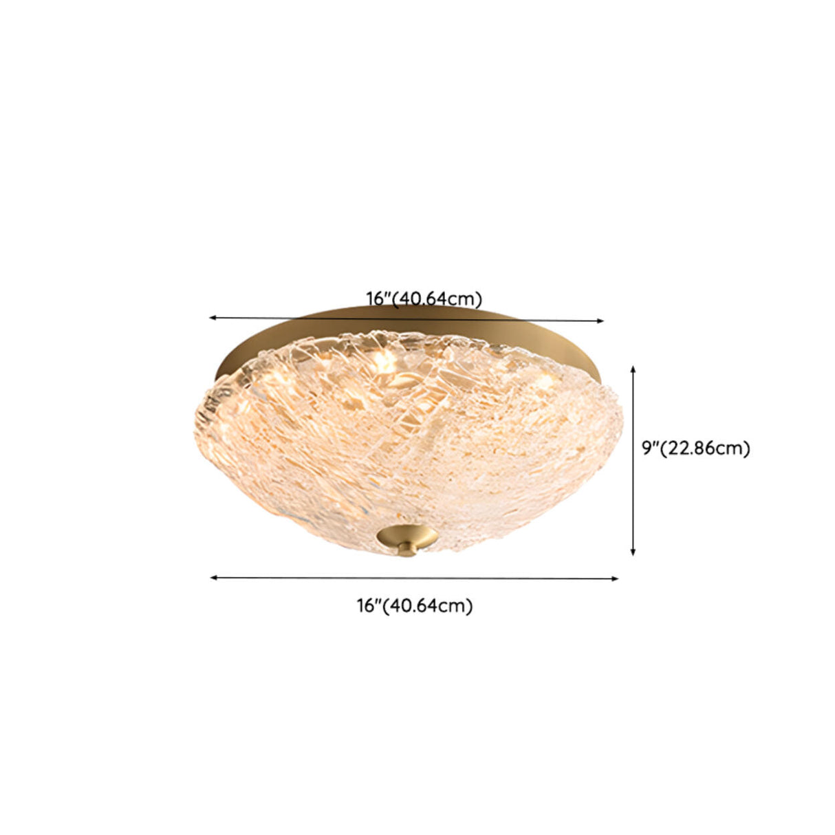 Gold Round Textured Glass LED Flush Mount Ceiling Light Image - 30