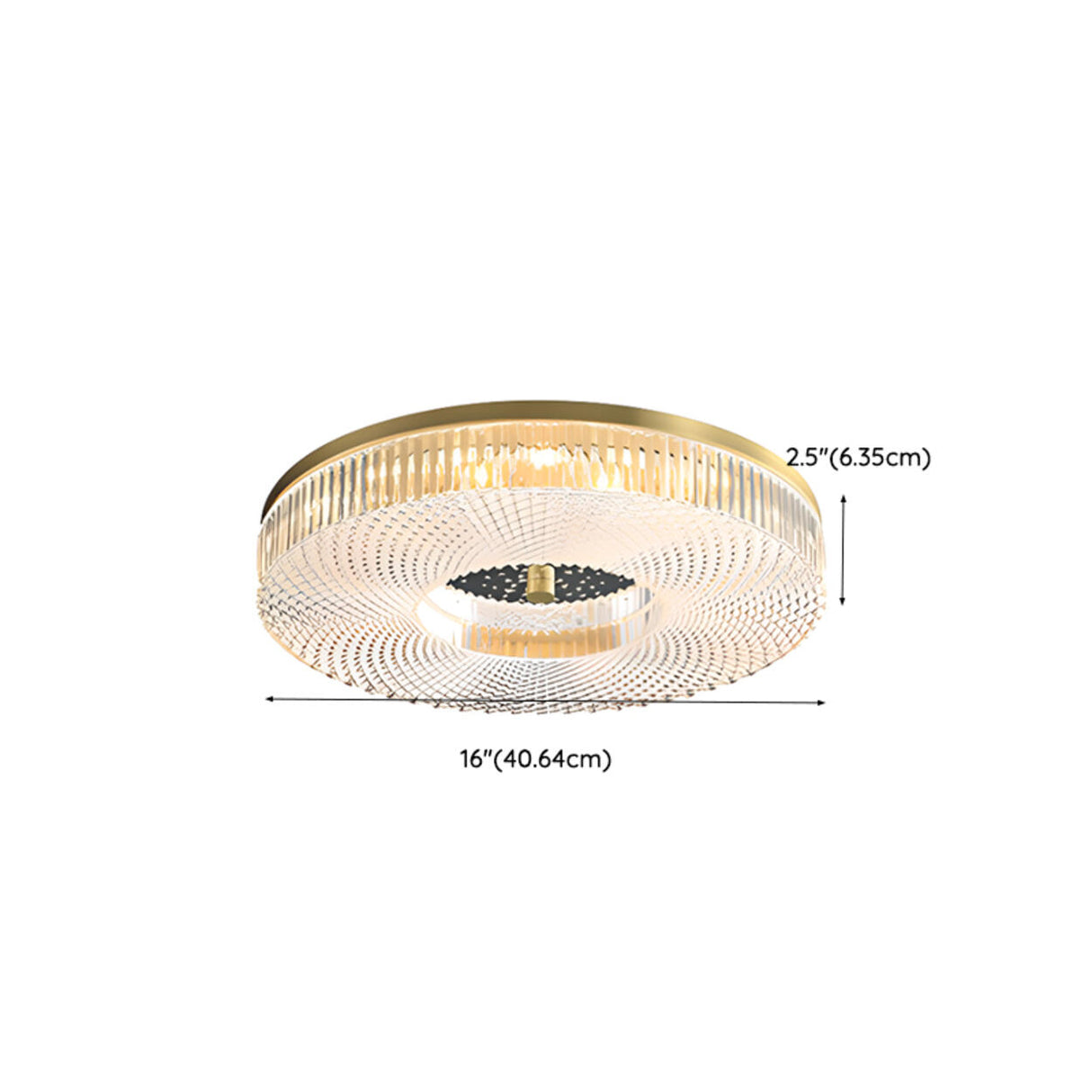 Gold Round Textured Glass LED Flush Mount Ceiling Light Image - 32