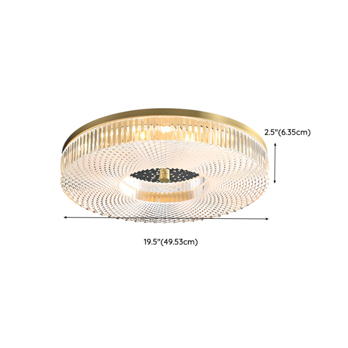 Gold Round Textured Glass LED Flush Mount Ceiling Light Image - 33