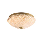 Gold Round Textured Glass LED Flush Mount Ceiling Light Image - 6