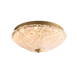 Gold Round Textured Glass LED Flush Mount Ceiling Light Image - 7