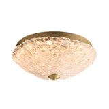 Gold Round Textured Glass LED Flush Mount Ceiling Light Image - 8