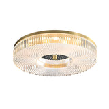 Gold Round Textured Glass LED Flush Mount Ceiling Light Image - 9