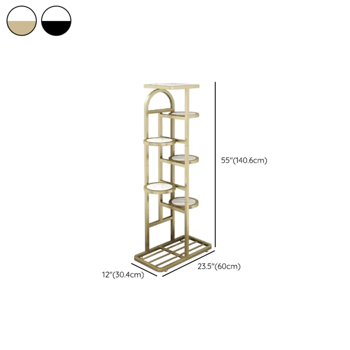 Gold Round Wood Tray Floor Metal Display Plant Stand Image - 24