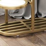 Gold Round Wood Tray Floor Metal Display Plant Stand Image - 7