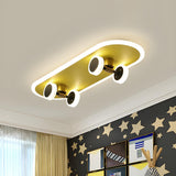 Gold Skateboard LED Flush Mount Ceiling Light Kids Room Image - 6