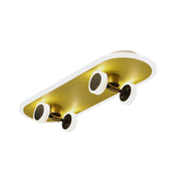 Gold Skateboard LED Flush Mount Ceiling Light Kids Room Image - 8