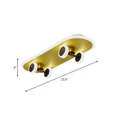 Gold Skateboard LED Flush Mount Ceiling Light Kids Room Image - 9