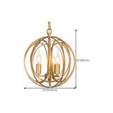 Gold Spherical Orb Cage Chandelier Adjustable Height #size