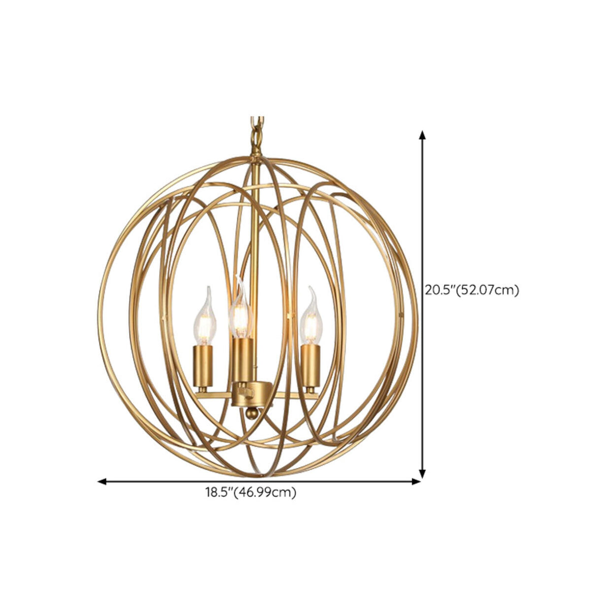 Gold Spherical Orb Cage Chandelier Adjustable Height Image - 11