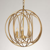 Gold Spherical Orb Cage Chandelier Adjustable Height Image - 3