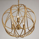 Gold Spherical Orb Cage Chandelier Adjustable Height Image - 4