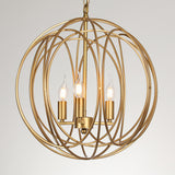 Gold Spherical Orb Cage Chandelier Adjustable Height Image - 5