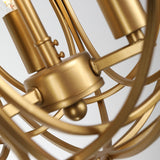 Gold Spherical Orb Cage Chandelier Adjustable Height Image - 8