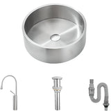 Gold Stainless Steel Circular Bowl Sink with Faucet Image - 13