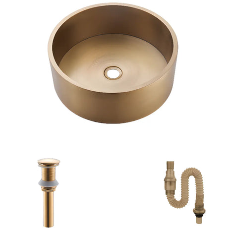 Gold Stainless Steel Circular Bowl Sink with Faucet Image - 2