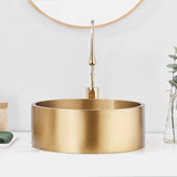 Gold Stainless Steel Circular Bowl Sink with Faucet Image - 4